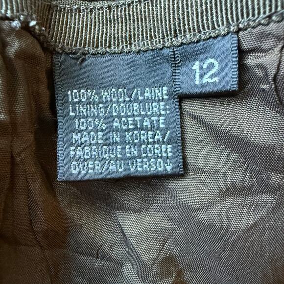 Dana Buchman Olive Green Wool Straight Leg Pants Size 12 Womens Career Trousers - Picture 4 of 8